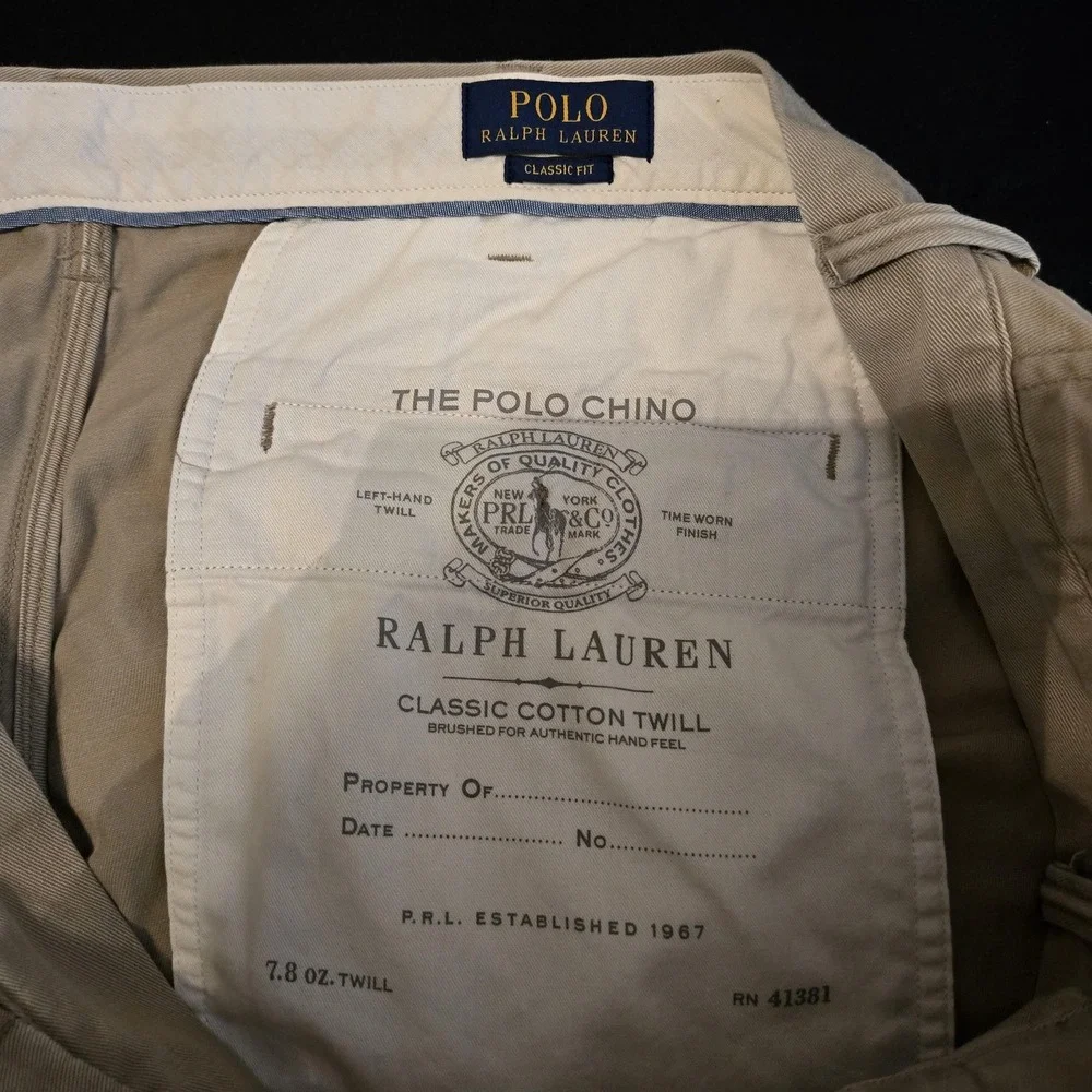 Polo Ralph Lauren Pants Mens 36x32 Beige‎ Polo Chino Classic Fit Straight Leg